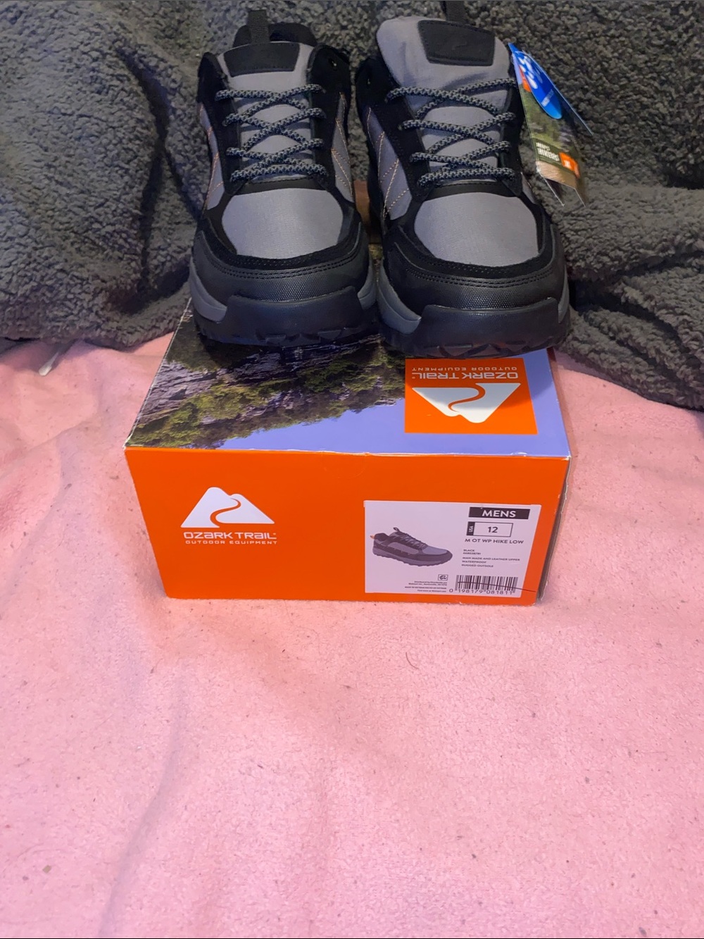 Ozark Trail Men’s Gray and Black Hiking Sneakers